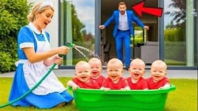 خمسة تؤام واب مكسور وخادمة