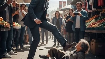 مليونير يسخر من متسوّلة في السوق ليضحك أصدقاءه… ثم يكتشف أنها أمه