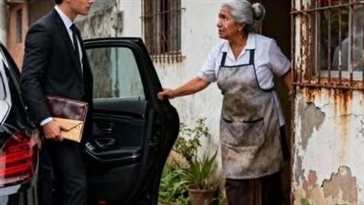 نادلة أطعمَت طفلين يتيمين… وبعد 17 عامًا توقّفت سيارة فاخرة أمام بابها! 😱