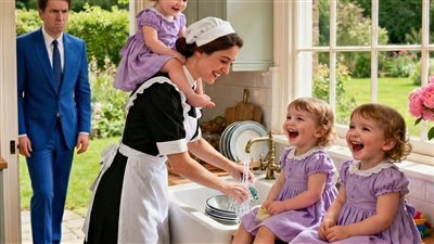عندما دخل الملياردير قصره ورأى الخادمة تحمل توائمه الثلاثة اتخذ قرارًا لن تتوقعه أبدًا